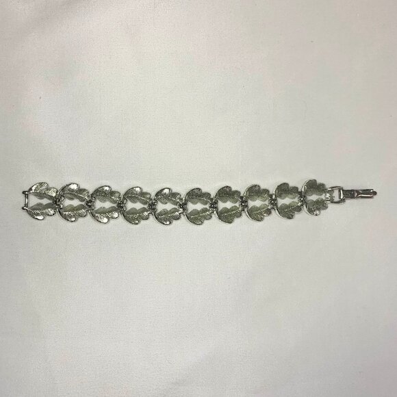 VTG Coro Silver Tone Art Deco Bracelet Statement Piece Costume Jewelry - Picture 5 of 7